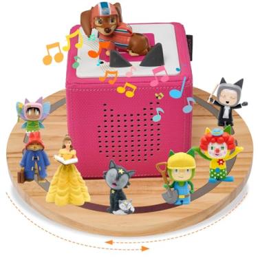 Imagem de Gieanoo Para Tonies Shelf Magnetic, prateleira redonda Tonie de madeira de pinho Tonies Box Display Prateleira para 10-20 personagens para sala de jogos infantil (natural
