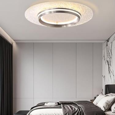 Imagem de Daksan Luminária LED de Teto Moderno 50cm - 3 Cores Ajustáveis (3000K-6000K), Luz Protetora Estilo Luxo - Design Estrela para Quarto/Cozinha/Banheiro/Corredor (Prata, 64W)