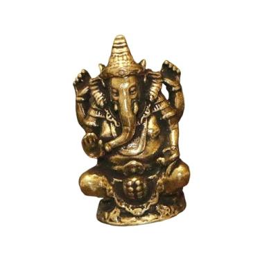 Imagem de Ioensy Estátua de Buda sentado, estatueta decorativa de cobre, estátua de latão de Ganesha tailandesa, escultura para sala de estar, escritório, estante de, 2.6 Cm X 1.5 Cm X