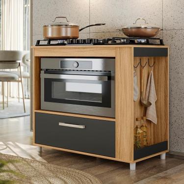 Imagem de Balcão Coz Cooktop 4 e 5 Bocas c/  Forno Moderno com Gaveta