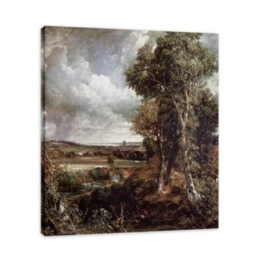 Imagem de Impressão em tela The Vale Of DedhamJohn Constable: Royal Academy Artist, Classic 19th C British Landscape 20 x 24 cm emoldurada