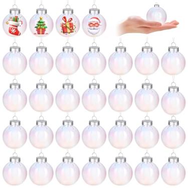 Imagem de Aneco 60 bolas de ornamentos iridescentes, bolas transparentes de 6 cm para caldeirão, ornamentos de bolhas de plástico com linha de pesca para Halloween, artesanato de Natal, decoração de festa de