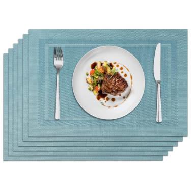 Imagem de Privalace Jogo americano de mesa de jantar, conjunto de 6 tapetes de mesa laváveis antiderrapantes resistentes ao calor, tapetes de PVC duráveis para festas de jantar ao ar livre.