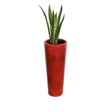 Imagem de Vaso Coluna Classic Ibiza marmorizado 2 para plantar ideal para plantas decorativas naturais e artificiais área interna e externa. (Vermelho marmorizado)