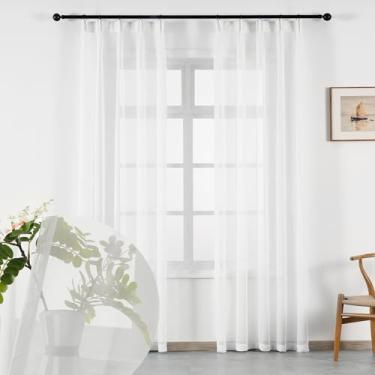 Imagem de Ftinala Cortinas transparentes, 2 painéis, 2 painéis de tule fino, voile branco, cortinas elegantes de filtragem de luz para sala de estar, decoração de janela transparente, cortina de porta de vidro