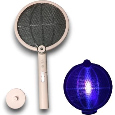 Imagem de Raquete Elétrica 2 em 1 com Luminária LED UV, Armadilha para Insetos com Choque 3000V, Repelente Integrado
