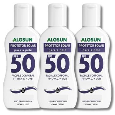 Imagem de Protetor Solar Facial e Corporal Alg Sun FPS 50 120 mL | Combo com 3 Unidades