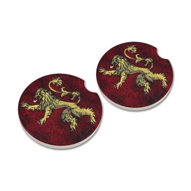 Imagem de Elektroplate Porta-copos automotivos de cerâmica Game of Thrones House Lannister oficialmente licenciado (6,5 cm de diâmetro) | Ajuste universal para todos os carros, caminhões, SUVs e mais |