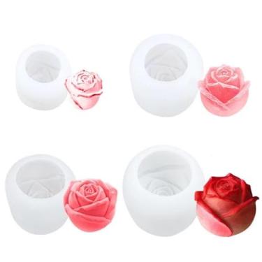 Imagem de Conjunto de moldes de vela de silicone com flor rosa 3D, suprimentos para fabricação de sabão artesanal, cores laranja rosa bege, decoração de artesanato DIY