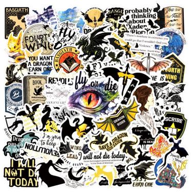 Imagem de Adesivos Fourths Wings Dragons em vinil impermeável (50 unidades)