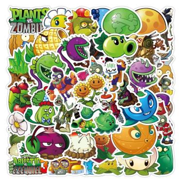 Imagem de Adesivos Plants Zombies, vinil impermeável, anime, 50 unidades