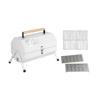 Imagem de Bothyi Churrasqueira portátil Churrasqueira dobrável Acessórios multifuncionais Fogão de churrasco ao ar livre Forno de mesa para assar para quintal de, Branco