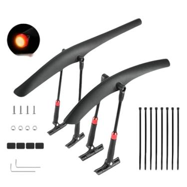 Imagem de Para-lama de bicicleta de estrada com luz traseira ajustável e larga, ultraleve, dianteiro e traseiro, acessórios para bicicleta de estrada.(Front Rear Fender)