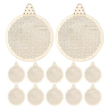 Imagem de LALAFINA Conjunto de 12 Peças de Enfeites de Madeira para Ponto Cruz Com Tema Natalino, Ideais para Decoração de Árvores de Natal.