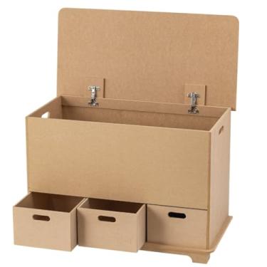 Imagem de Baú Organizador Infantil 3 em 1 em MDF – Com Potes, Sapateira e Roupeiro Multiuso para Brinquedos, Roupas e Sapatos