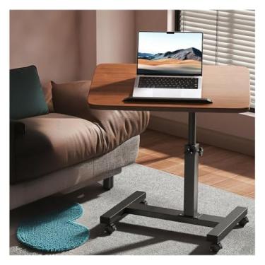Imagem de SPXMQSS Mesas de pé com rodas, mesa de pé ajustável em altura, multifuncional, mesa para laptop, mesa de cama inclinável para casa, escritório, marrom