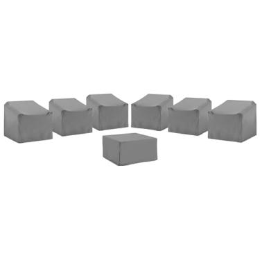 Imagem de Crosley Furniture Capas de móveis de pátio, à prova d'água, conjunto de capas de 7 peças para conjuntos de sofá secional ao ar livre, cinza