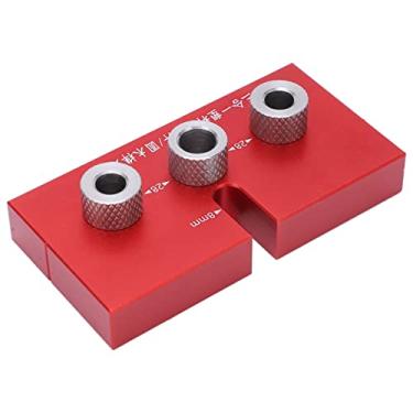 Imagem de Cryfokt Furador Localizador 3 Em 1 para Carpintaria, Gabarito de Cavilha de Madeira para Perfuração Rápida e Precisa Com Conjunto de Bucha de Broca de 6 Peças (Vermelho)