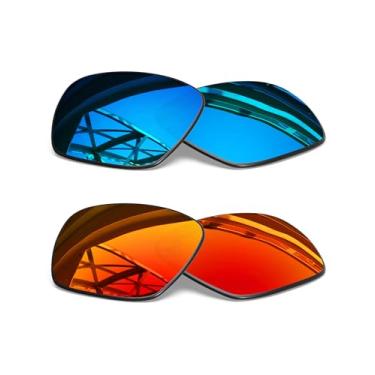 Imagem de SmartVLT Lentes de substituição masculinas Ice Blue & Fire Red para óculos de sol Oakley Catalyst OO9272