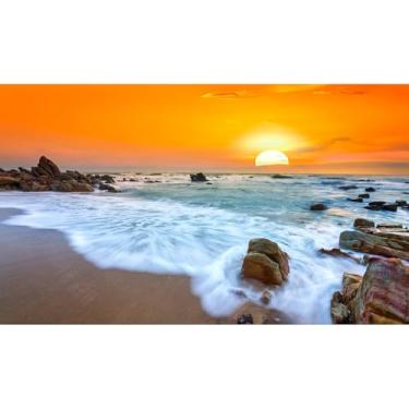 Imagem de Oceano Praia Aquário Fundo Pôr do Sol Praia Ondas Piscina Fundo Oceano Paisagem Marinha Amanhecer Praia Terrário Fundos Costa Marítima Onda Litoral Réptil Tanque Fundo 61 x 30 cm