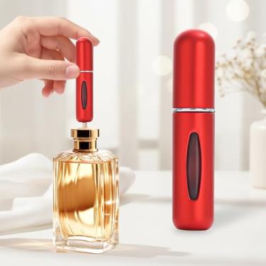 Imagem de Mini perfume recarregável de 5 ml, atomizador de perfume recarregável, frascos de spray, portátil para viagens, férias, atividades ao ar livre e negócios, vermelho