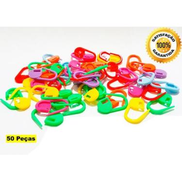 Imagem de 50 Marcadores Plástico De Ponto Cadeado Tricô Crochê Cores. - Evolvere