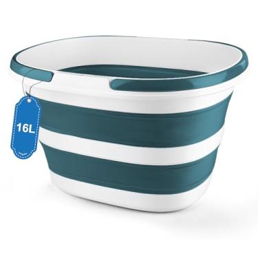 Imagem de Balde dobrável para limpeza, balde de esfregão de 10 litros com alça para lavagem de carro, janela de chão, baldes de gelo de silicone para festas, acampamento, pesca, praia, armazenamento de