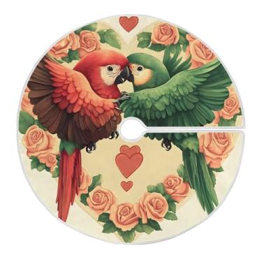 Imagem de Qilmy Saia de árvore de Natal papagaio de dia dos namorados 90 cm, saia de camurça para árvore de Natal adequada para decoração de armário em ambientes internos e externos, festas, escritórios, lojas