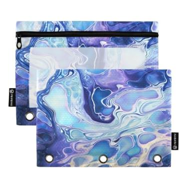 Imagem de Wassud Pacote com 2 pastas de fichário de arte colorida abstrata, pastas de bolso com 3 furos, organizador de fichários para casa, escritório