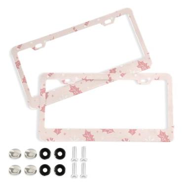 Imagem de Wassud Moldura decorativa de alumínio para placa de carro com folhas de azevinho, 2 unidades, suporte universal para placa de carro para carros padrão dos EUA