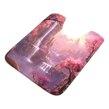 Imagem de Burbuja Tapete de banheiro em cascata, tapete de banho absorvente de pelúcia macio, base antiderrapante para piso de banheiro, oval em forma de U