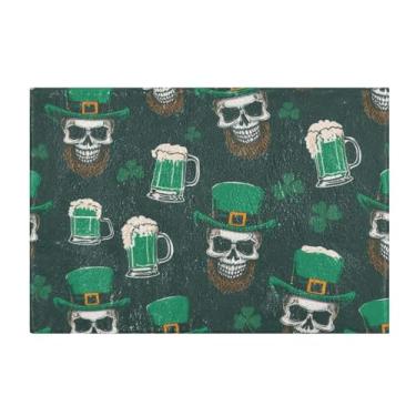 Imagem de Burbuja Tapete de banho St. Patrick Beer Skull Tapete de Banheiro Absorvente Extra Macio com Base Antiderrapante para Banheiro, Banheira, Chuveiro, 41 x 61 cm