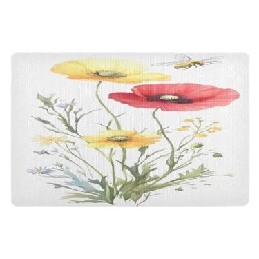 Imagem de Qilmy Lindas flores silvestres capachos para ambientes externos 81 x 50 cm, tapete de boas-vindas interno, tapetes de banho fofos, capacho frontal antiderrapante para entrada, pátio, áreas de alto