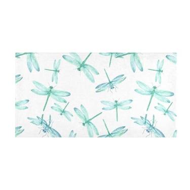 Imagem de Burbuja Tapete de corredor azul-petróleo libélulas de pelúcia antiderrapante tapete de cozinha suporte de borracha para corredor, quarto, sala de estar, decoração de entrada, lavável na máquina, 51 x