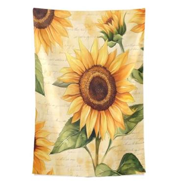 Imagem de STAYTOP Tapeçaria de girassóis para decoração de casa, decoração de dormitório, sala de estar, quarto, tapete de parede (80 × 60 pol)