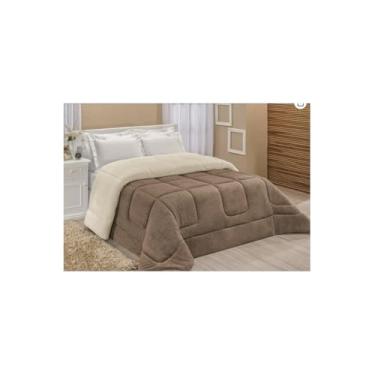 Imagem de Cobertor Sherpa Queen Dupla Face, 2,20m x 2,40m, Azul, Pele de Carneiro e Manta Plush, 100% Poliéster