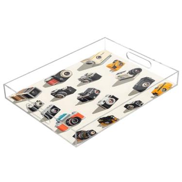 Imagem de STAYTOP Bandeja de servir de acrílico para câmera, 15,7 x 11,20 cm, bandejas decorativas à prova de derramamento, organizador de bancada para café da manhã, chá, comida, maquiagem