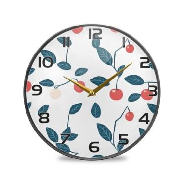Imagem de YETTASBIN Relógio de parede acrílico cereja – Silencioso, sem tique-taque, operado por bateria, relógio redondo decorativo criativo para cozinha, sala de estar, banheiro, decoração de escritório em
