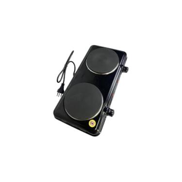 Imagem de Fogareiro Elétrico Indução 2 Bocas, 2000W, 220V, Preto, Aço Esmaltado, Portátil, 43x21x6cm