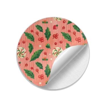 Imagem de 25 Unidades Adesivos Redondos Natalinos Vermelhos com Pirulitos - Tamanho 30x30cm