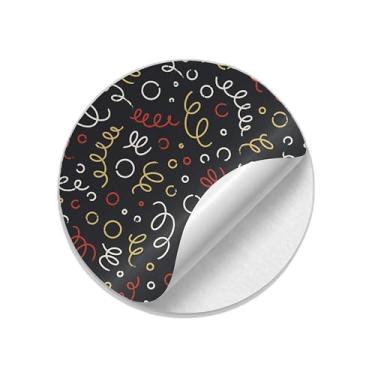 Imagem de Adesivos Redondos Coloridos Ano Novo 25 Unidades Estampa Minimalista Doodle - Tamanho 50x50cm