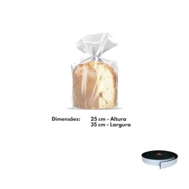 Imagem de Kit Saco Panetone 25x35cm 500g C/10 + Fita Cetim 50mm x 10m