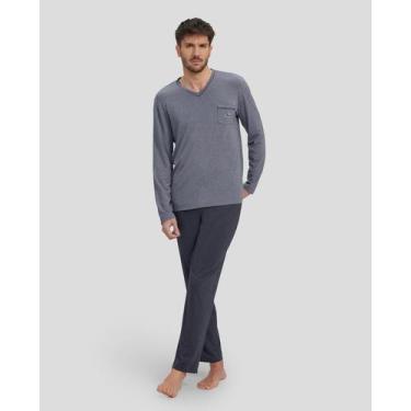 Imagem de Pijama Modal Decote V - Lohe, Cinza, GG
