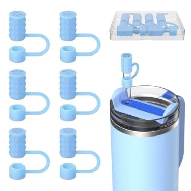 Imagem de VOGOGE 6 peças de tampas de palha, tampas de palha de 10 mm para copo Stanley 30/1,134 g, azul translúcido