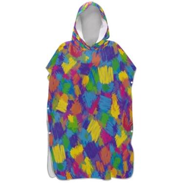 Imagem de Joisal Colorido Roxo Amarelo Pincel Surf Poncho Trocador para Adultos Absorvente Homens Mulheres Poncho com Capuz Praia Banho Toalhas Com Capuz