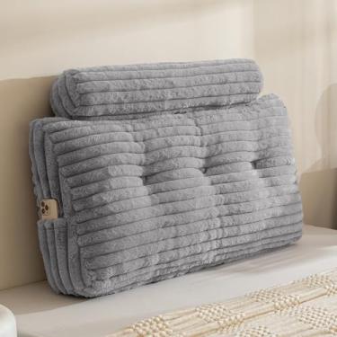 Imagem de HIGOGOGO Almofada triangular de cabeceira com almofada cilíndrica e enchimento de espuma de memória, almofadas de sofá-cama para sentar, ler ou trabalhar com capa removível, solteiro 100 x 50 cm