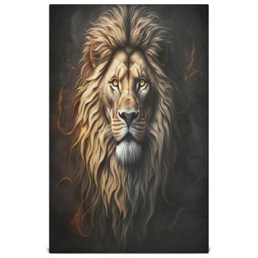 Imagem de Joisal Conjunto de toalhas de prato de cozinha com estampa de leão bege legal arte flores decorativas toalhas de chá panos absorventes 45 x 71 cm, 6 pacotes