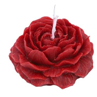 Imagem de ZJchao Vela Em Formato de Peônia Vela de Cera Com Floral Elegante para Relaxamento e Decoração de Cera de Soja de Baixa Temperatura Perfeita para Projetos de Decoração de Casa Faça (Rosa Vermelha)