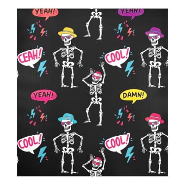 Imagem de Esqueletos dançantes preto capa de ímã de lava-louças decorativa para decoração de cozinha 58,4 cm L x 66 cm A