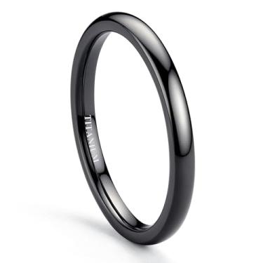 Imagem de Jstyle Aliança de casamento de titânio de 2 mm, 4 mm e 6 mm, para mulheres e homens, banhado a prata/preto/ouro, abobadado, alto polimento, aliança de noivado e compromisso, aliança de casamento